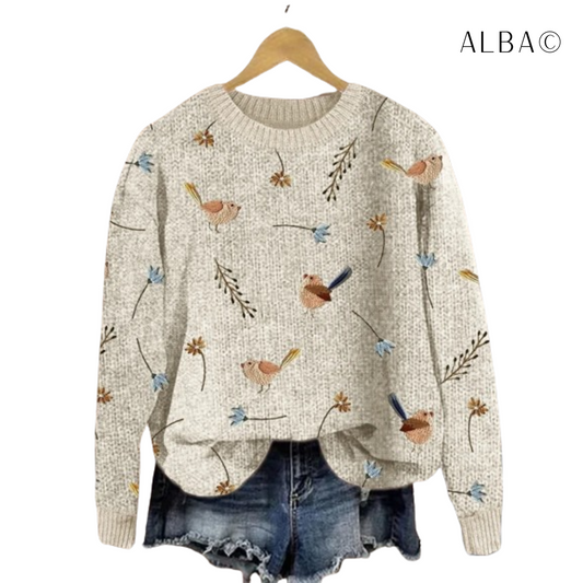 Alba© - Bird Print Knitted Pullover